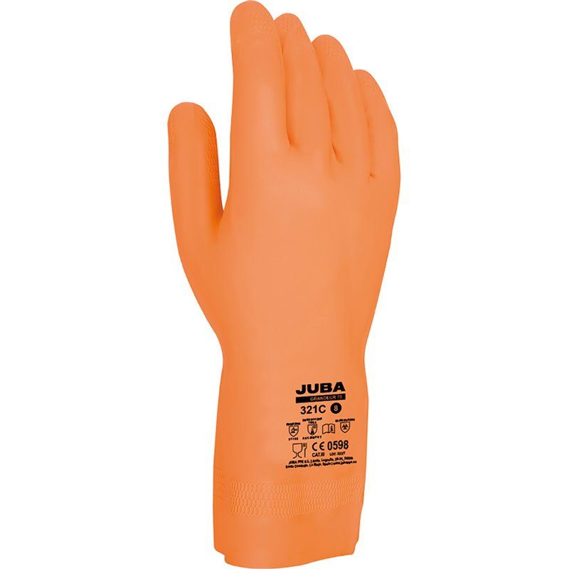 Guante de trabajo látex / neopreno naranja talla 6 juba