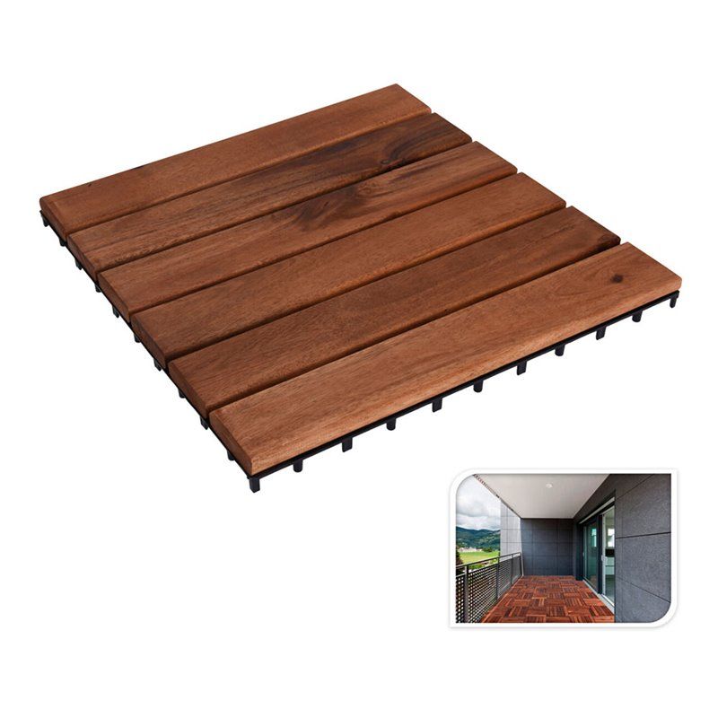 Kit de 9 telhas de acácia 30x30cm para terraço