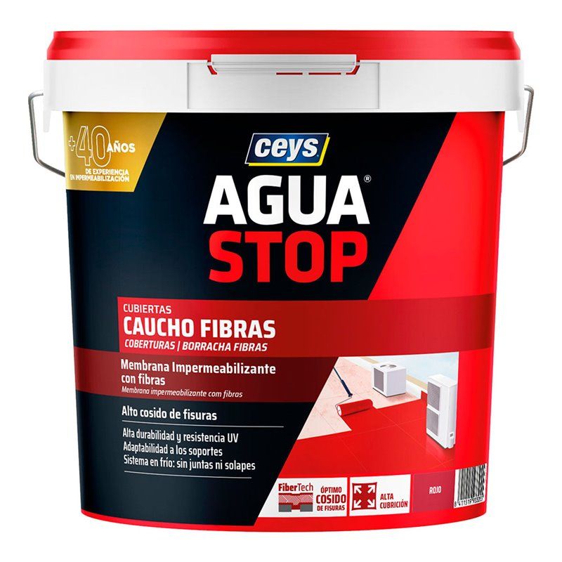 Impermeabilização de Borracha com Fibras CEYS Aguastop Vermelho Formato Industrial 20kg 903305