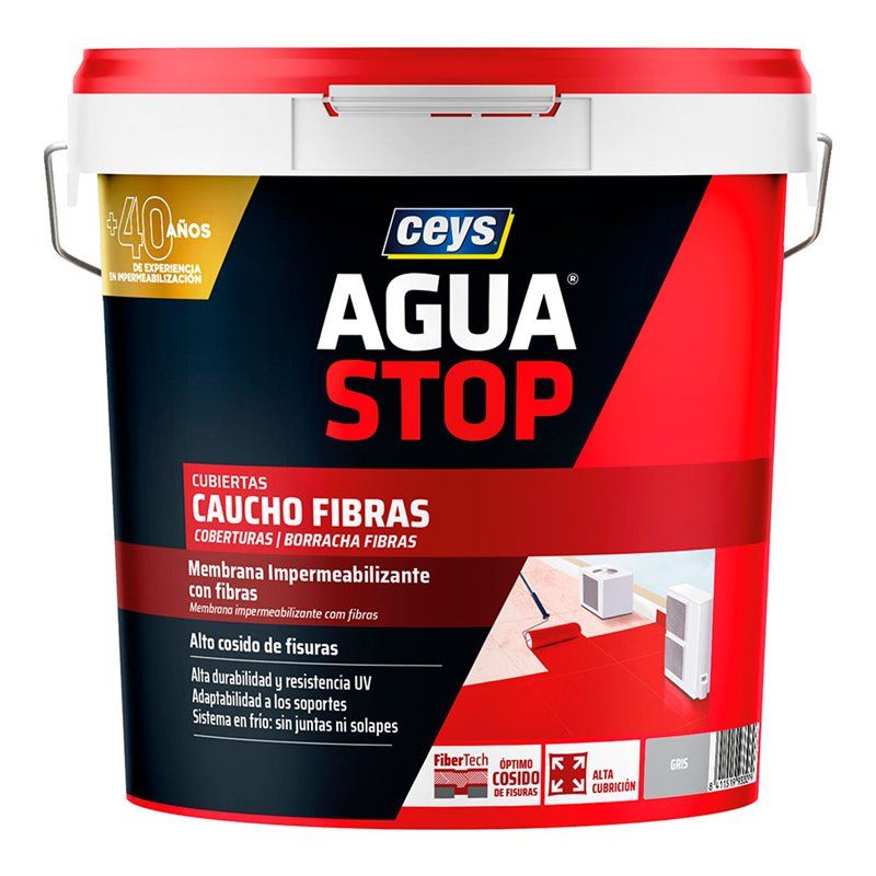 Aguastop caucho fibras gris 20kg 903307