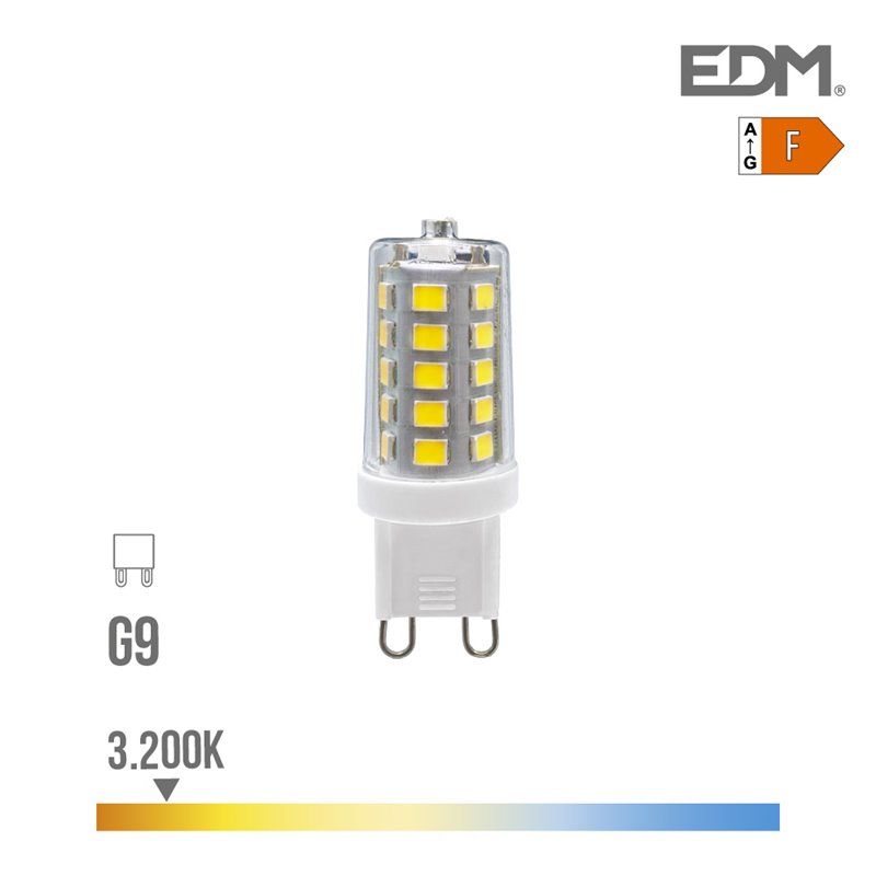 Bombilla g9 led 3w 260lm 3200k luz cálida regulable ø1,65x4,9cm edm