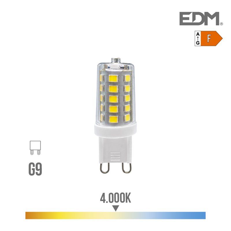 Bombilla g9 led 3w 260lm 4000k luz día regulable ø1,65x4,9cm edm