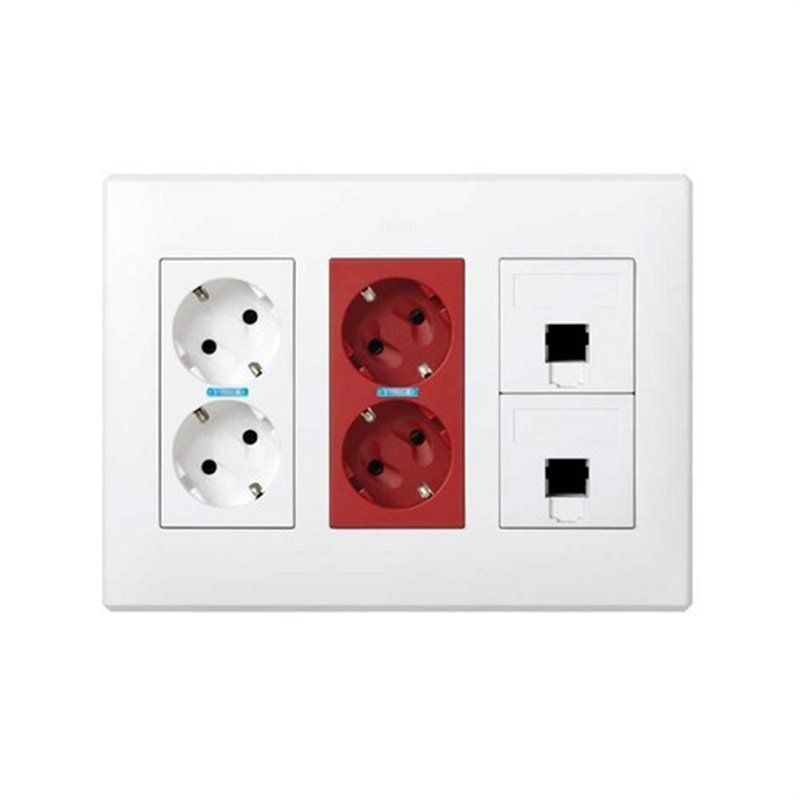 SIMÃO 51000306-030 | Kit caixa de parede embutida 3 elementos duplos com 1 ficha dupla, 1 UPS duplo, 2 placas RJ45 3M® b