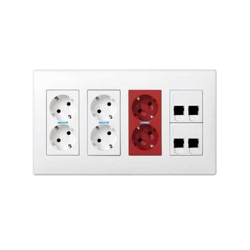 SIMÃO 51000404-030 | Kit caixa de parede embutida 4 elementos duplos com 2 tomadas duplas, 1 UPS duplo, 2 placas 2 RJ45 3M® b