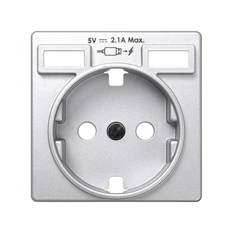 TAPA PARA BASE DE ENCHUFE SCHUKO CON 2 BOCAS CARGA USB 2.1A TIPO A