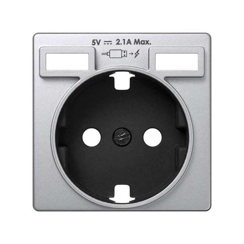 TAPA PARA BASE DE ENCHUFE SCHUKO CON 2 BOCAS CARGA USB 2.1A TIPO A