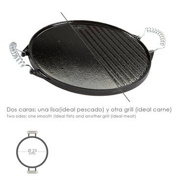 Plaque De Cuisson Barbecue Universelle En Fonte Émaillée Accessoire Plancha  Noir