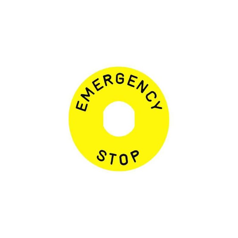 ETIQUETA EMERGENCY STOP 90MM.