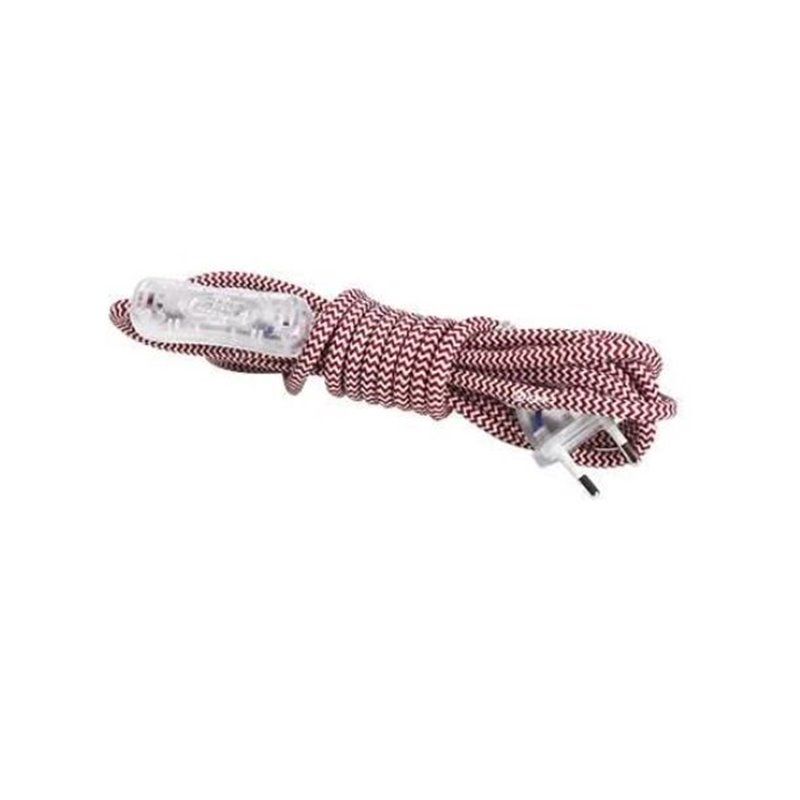 Cable textil 1.5M (2x0.75mm) clavija + interruptor rojo y blanco GSC 001102965