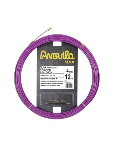 Pasacables ANGUILA MAX 4mm acero / nylon 12m lila