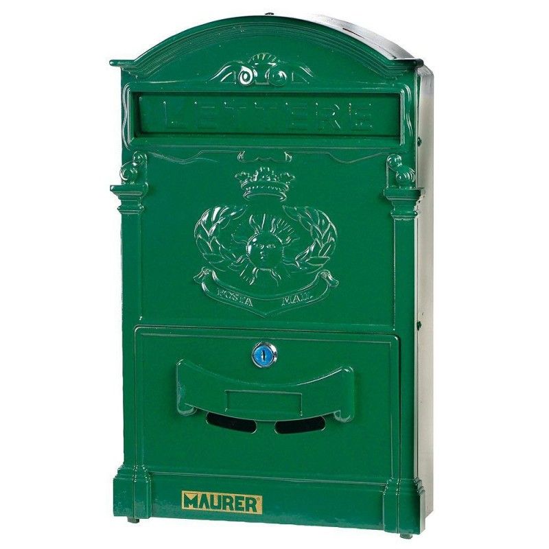 Maurer Garden Mailbox Verde Alumínio Fundido 41 x 26 x 8 cm.