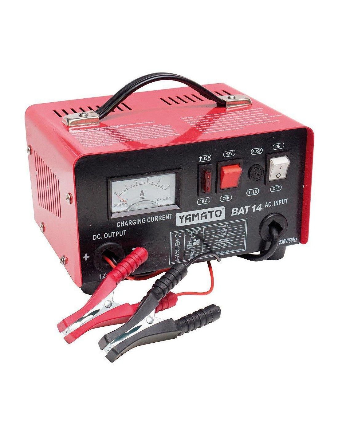 Chargeur de batterie 24 V 230 V en métal rouge