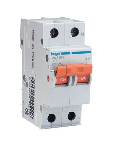 HAGER MN516V | Interruptor automático MN 1P+N 16A curva C