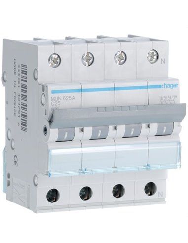 HAGER MUN625A | Circuit breaker 3P+N 25A curve-C 6kA