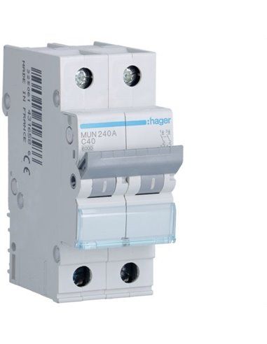 HAGER MUN240A | Circuit breaker 2P 40A curve-C 6kA