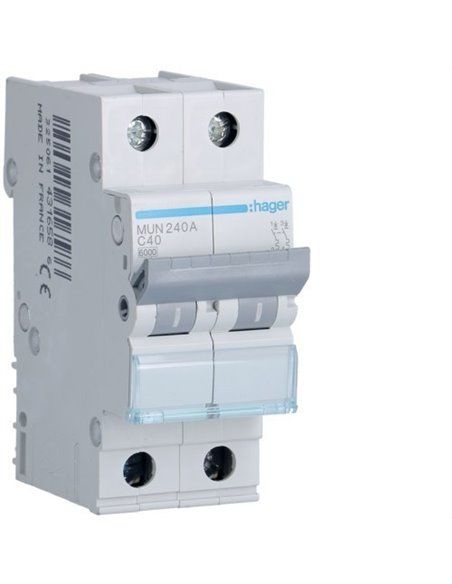 HAGER MUN240A | Circuit breaker 2P 40A curve-C 6kA