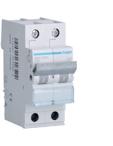 HAGER MUN210A | Circuit breaker 2P 10A curve-C 6kA