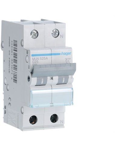 HAGER MUN525A | Circuit breaker 1P+N 25A curve-C 6kA