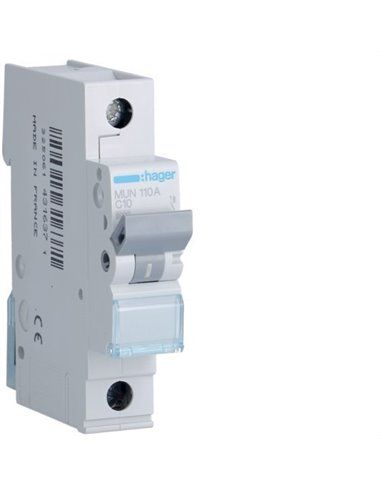 HAGER MUN110A | Circuit breaker 1P 10A curve-C 6kA