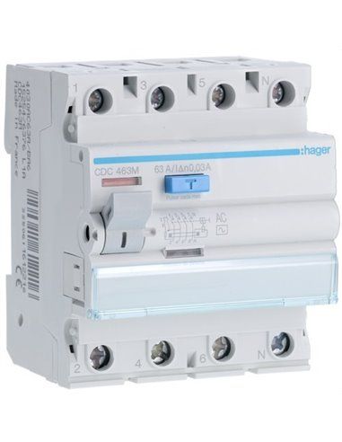 HAGER CDC463M | Diferencial 4P 63A 30mA tipo-AC