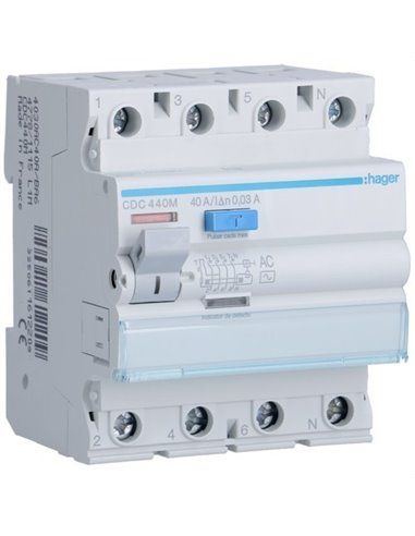 HAGER CDC440M | Differential 4P 40A 30mA type-AC