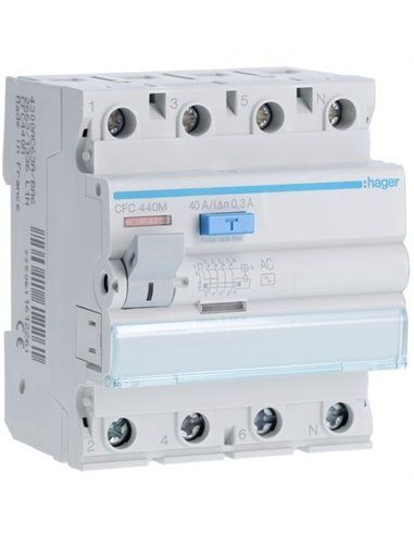 HAGER CFC440M | Diferencial 4P 40A 300mA tipo-AC