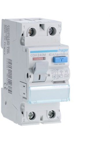 HAGER CDH240M | Differential 2P 40A 30mA type HI