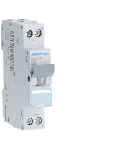 HAGER MLU532 | Automatic circuit breaker ML curve-C 1P+N 32A