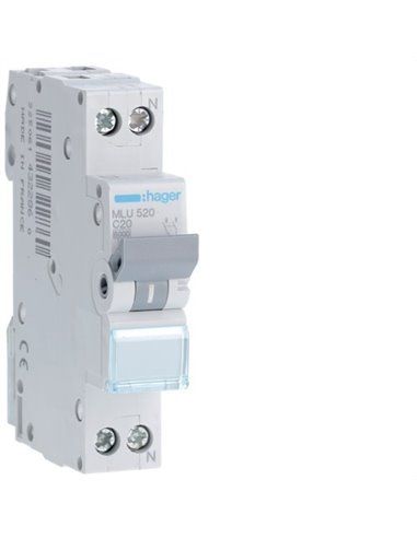 HAGER MLU520 | Circuit breaker ML curve-C 1P+N 20A