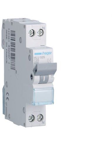 HAGER MLU525 | Circuit breaker ML curve-C 1P+N 25A