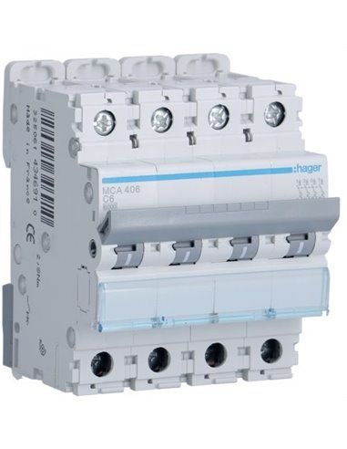 HAGER MCA406 | Circuit breaker M curve-C 6kA 4P 6A