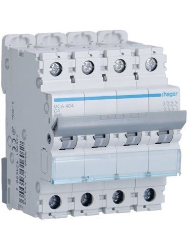 HAGER MCA404 | Circuit breaker M curve-C 6kA 4P 4A