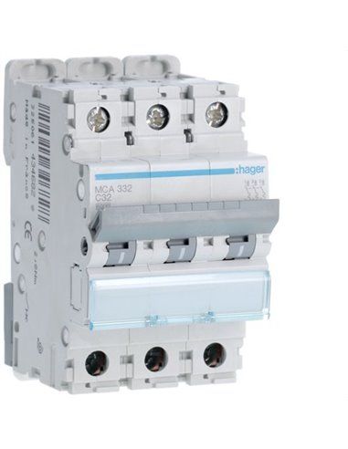 HAGER MCA332 | Circuit breaker M curve-C 6kA 3P 32A