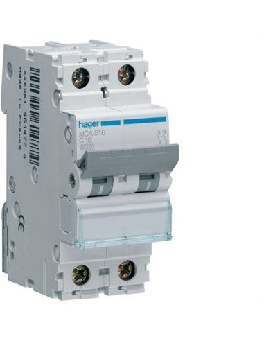 HAGER MCA516 | Circuit breaker M curve-C 6kA 1P+N 16A