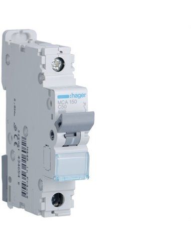 HAGER MCA150 | Automatic circuit breaker M curve-C 6kA 1P 50A