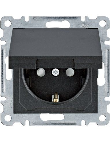 Lumina | Schuko socket with cover IP44 black WL1163