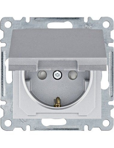 Lumina | Schuko socket with cover IP44 silver WL1162