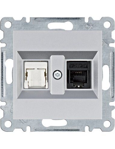 Lumina | RJ11/12 + presa RJ45 argento WL2212