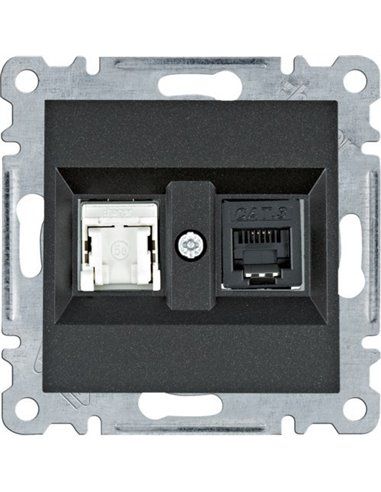 Lumina | RJ11/12 + presa RJ45 nera WL2213