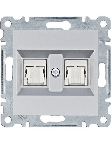 Lumina | Doppia presa RJ45 categoria 6 UTP argento WL2162