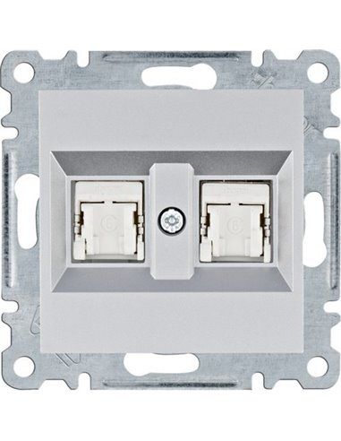 Lumina | Soquete duplo RJ45 categoria 6 FTP prata WL2182