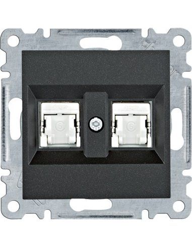 Lumina | Prise double RJ45 catégorie 6 FTP noir WL2183