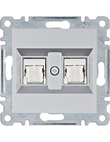 Lumina | Doppia presa RJ45 categoria 5e UTP argento WL2122