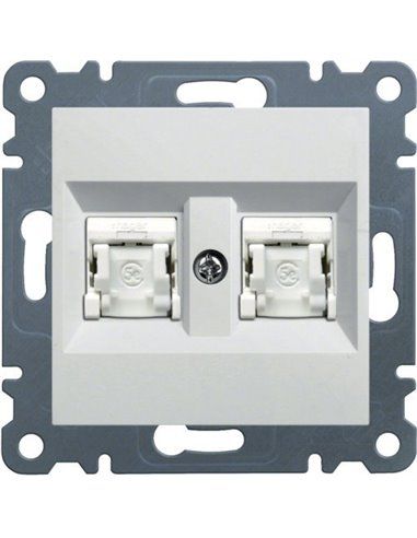 Lumina | Prise double RJ45 catégorie 5E UTP blanc polaire WL2120