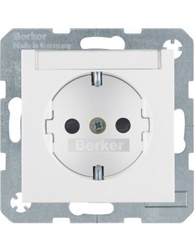 Berker S1 B3 B7 | Socle de prise Schuko avec porte-étiquette blanc polaire 41498989