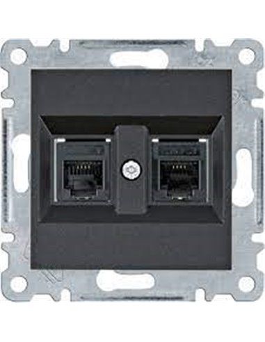 Lumina | Double socket RJ11 black WL2023