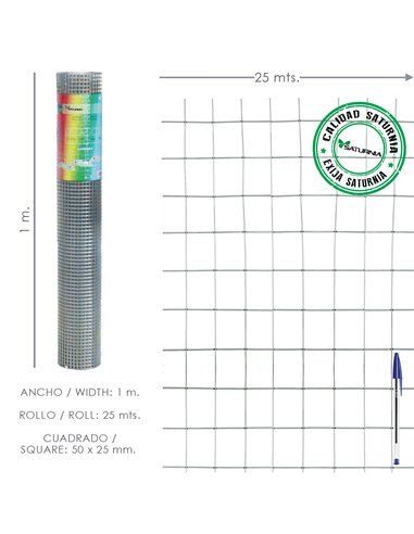 Maglia elettrosaldata zincata 50x25 / 2,00 / 100 cm. Rotolo GA 25 metri