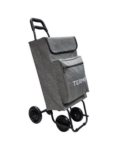 Chariot de courses 4 roues gris marbré 45 litres polyester de chariot de courses avec sac isotherme