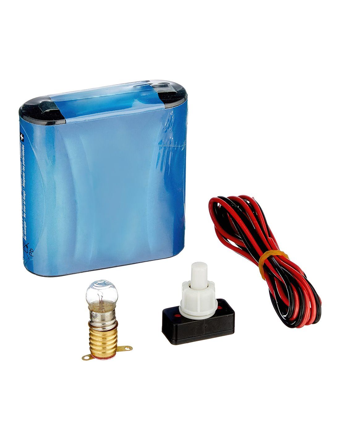 Schulelektrik-Kit (Batterie, Glühbirne, Lampenfassung, Schalter und Kabel)