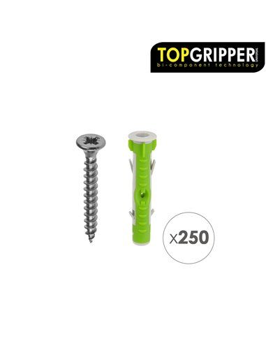 Cubo Tacos Topgripper Bimaterial Con Tornillos Ø 6 mm. 250 Piezas